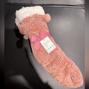 Simply Southern Soft and Cozy Camper Sock Chenille Knit Grip Bottom Pink